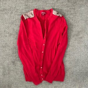Red Merona Cardigan with Sequins shoulders